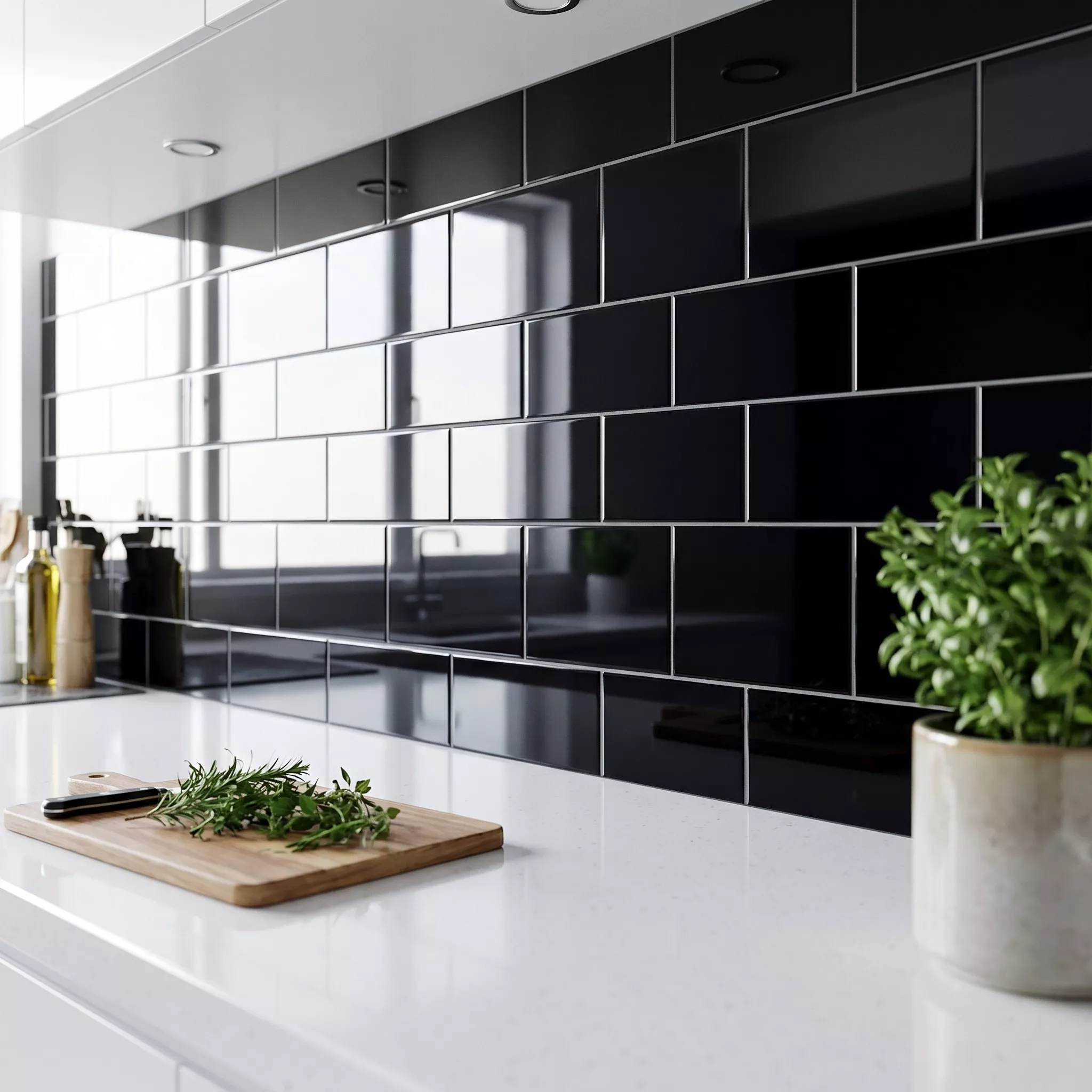 Tigla de metrou Negru Strălucitor 10x20 cm Fără Fațetă Avebury Negro