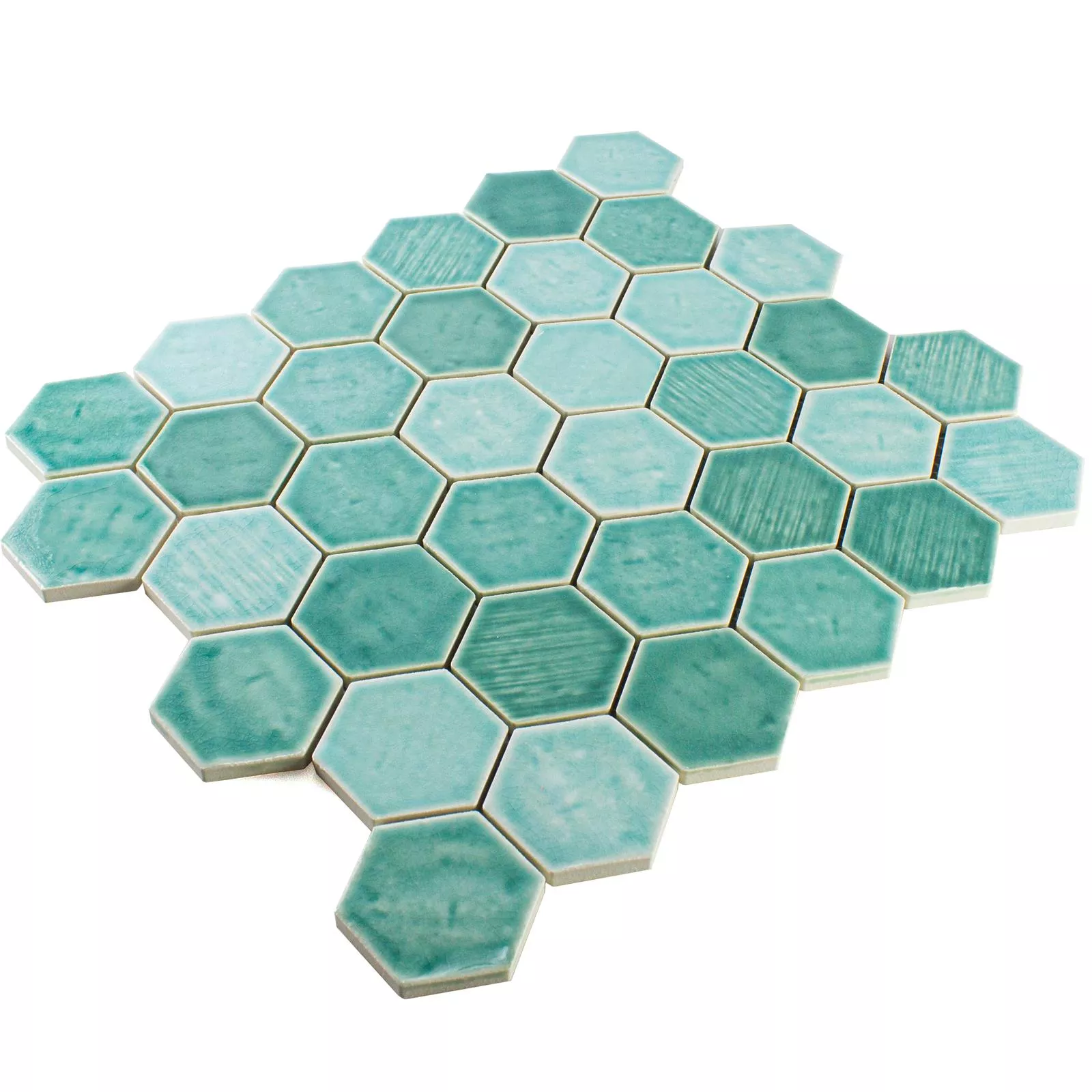 Ceramică Tiglă De Mozaic Roseburg Hexagon Strălucitor Turcoaz