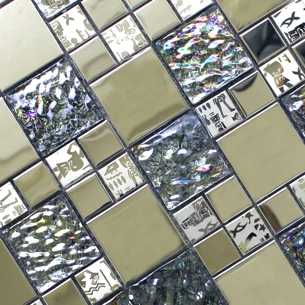 Plăci De Mozaic Sticlă Oțel Inoxidabil Metal Agypt Argint