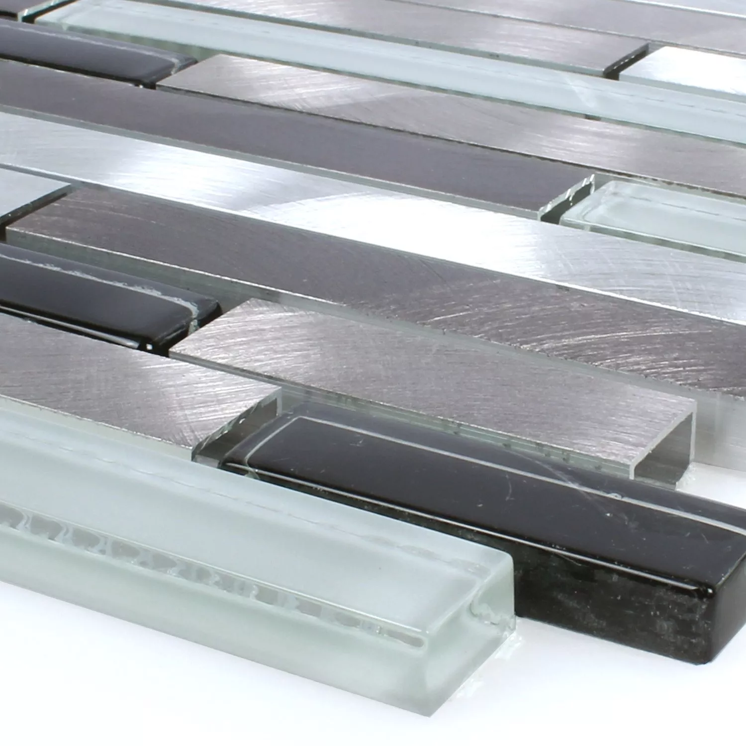 Plăci De Mozaic Aluminiu Sticlă Maro Negru Alb Argint