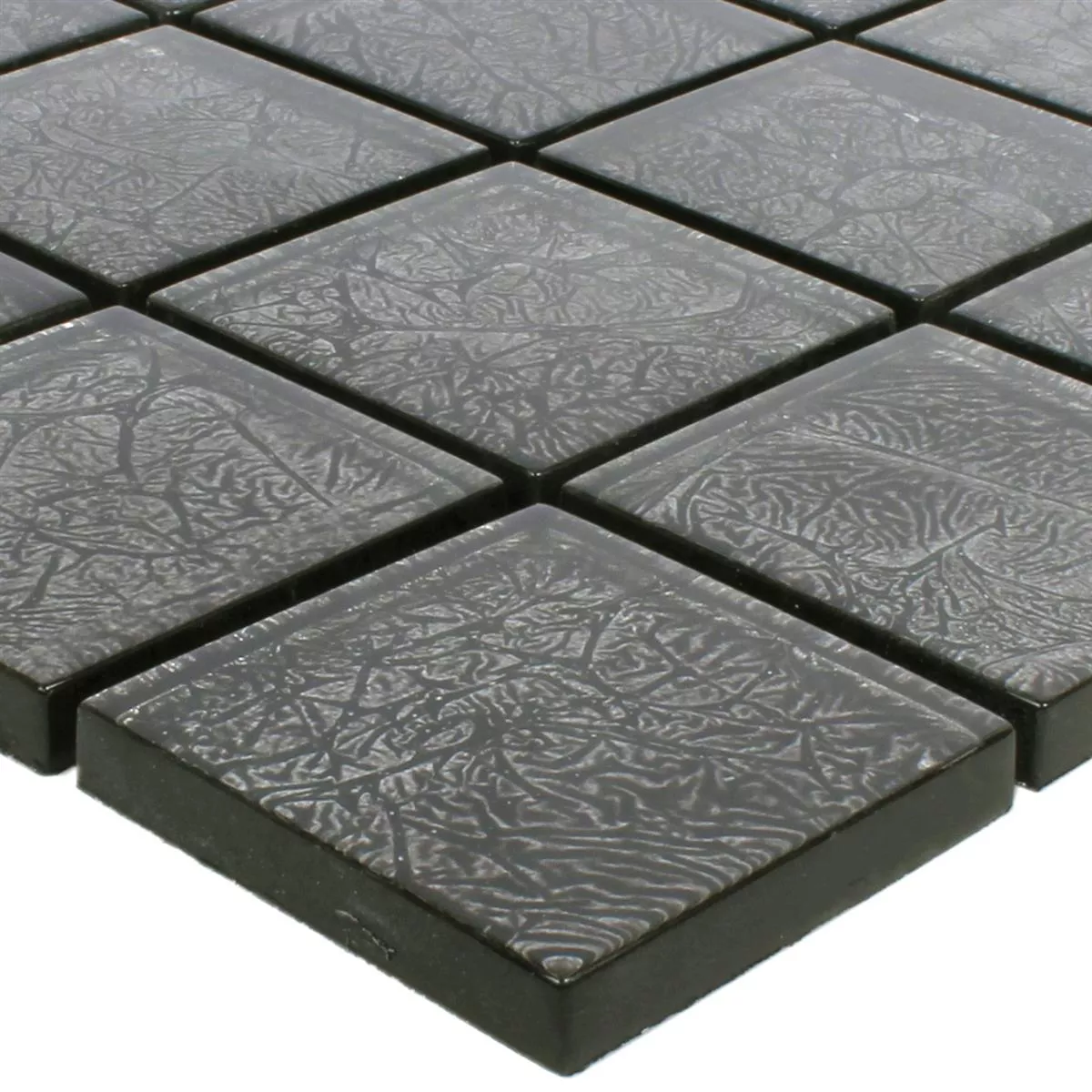 Plăci De Mozaic Sticlă Kandila Negru 48x48x8mm Plăci De Mozaic Sticlă Kandila Negru 48x48x8mm