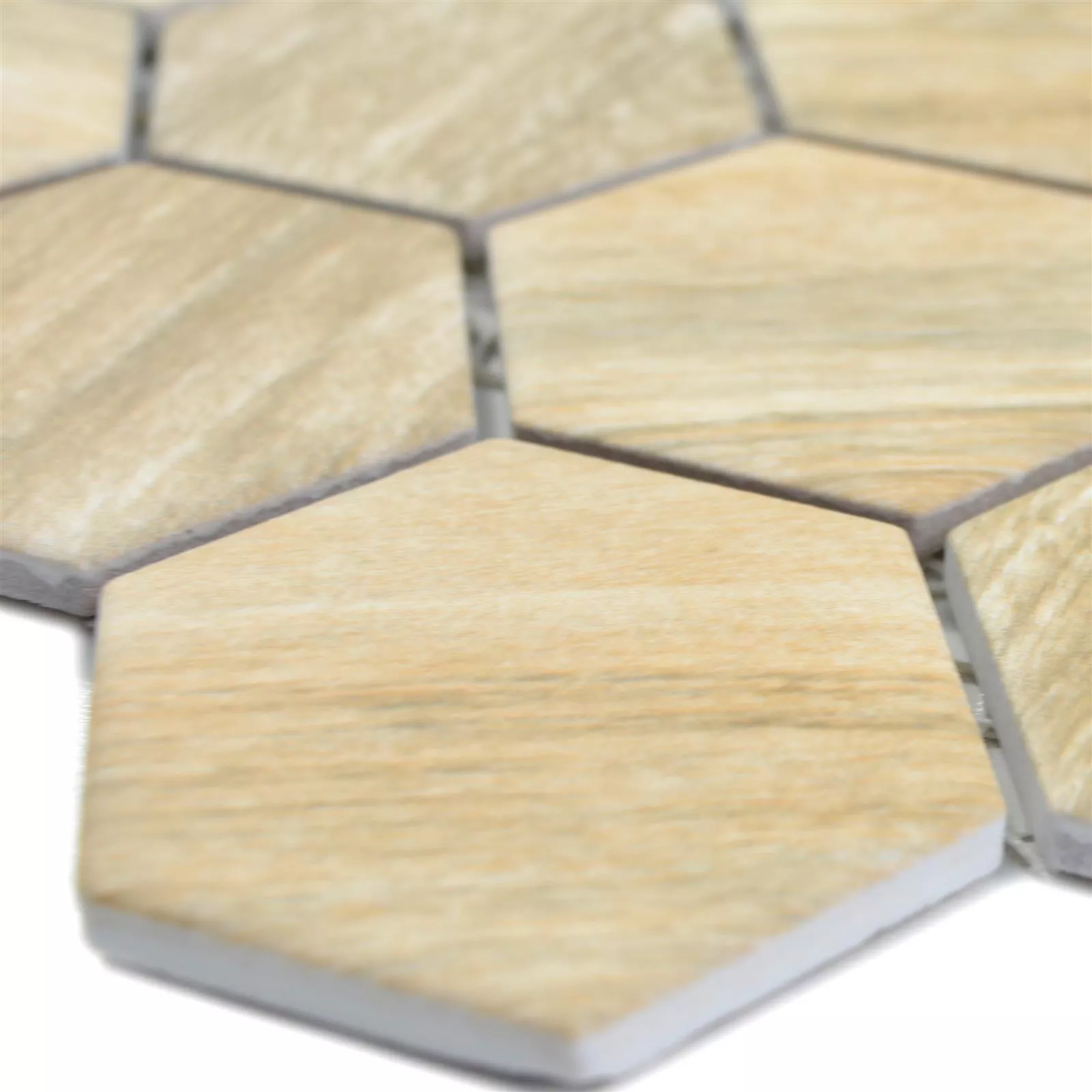 Mozaic Ceramic Duponti Hexagon Aspect De Lemn Bej Mozaic Ceramic Duponti Hexagon Aspect De Lemn Bej