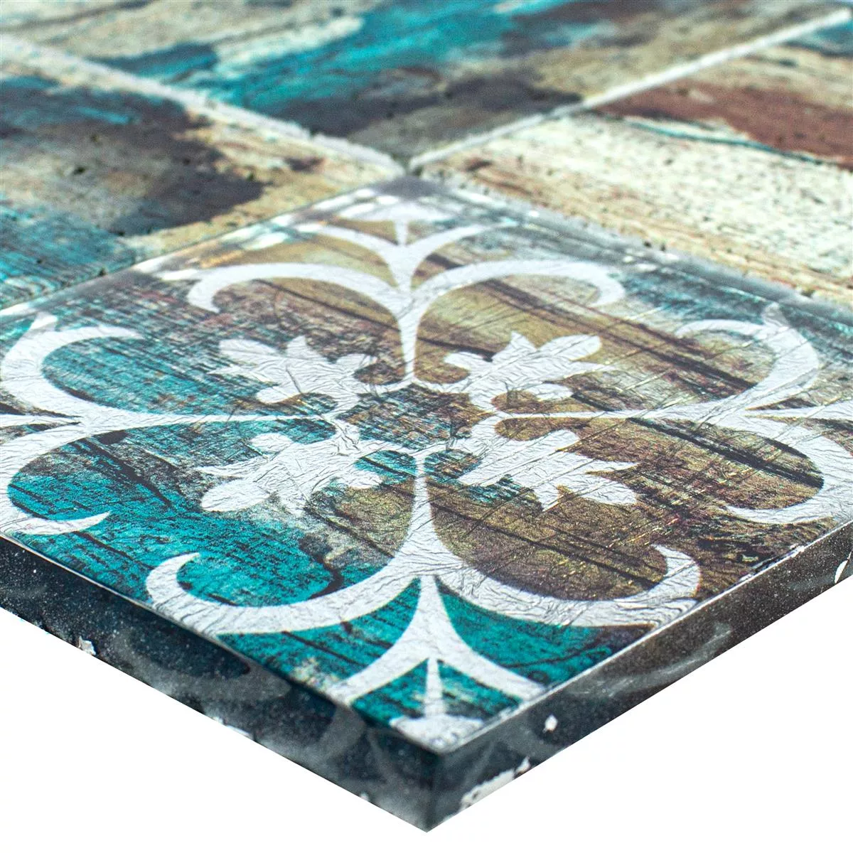 Mozaic De Sticlă Gresie Aspect De Lemn Howland Bej Verde Q98