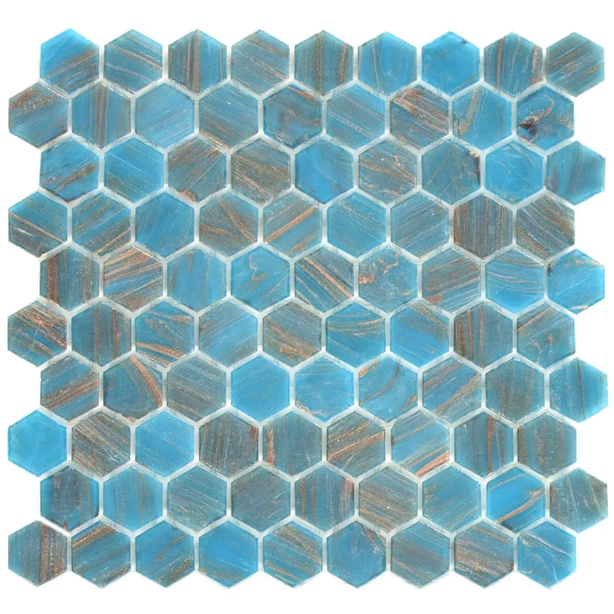 Mozaic De Sticlă Gresie Trend-Vi Sticlă Hexagonal 242 Turcoaz Albastru