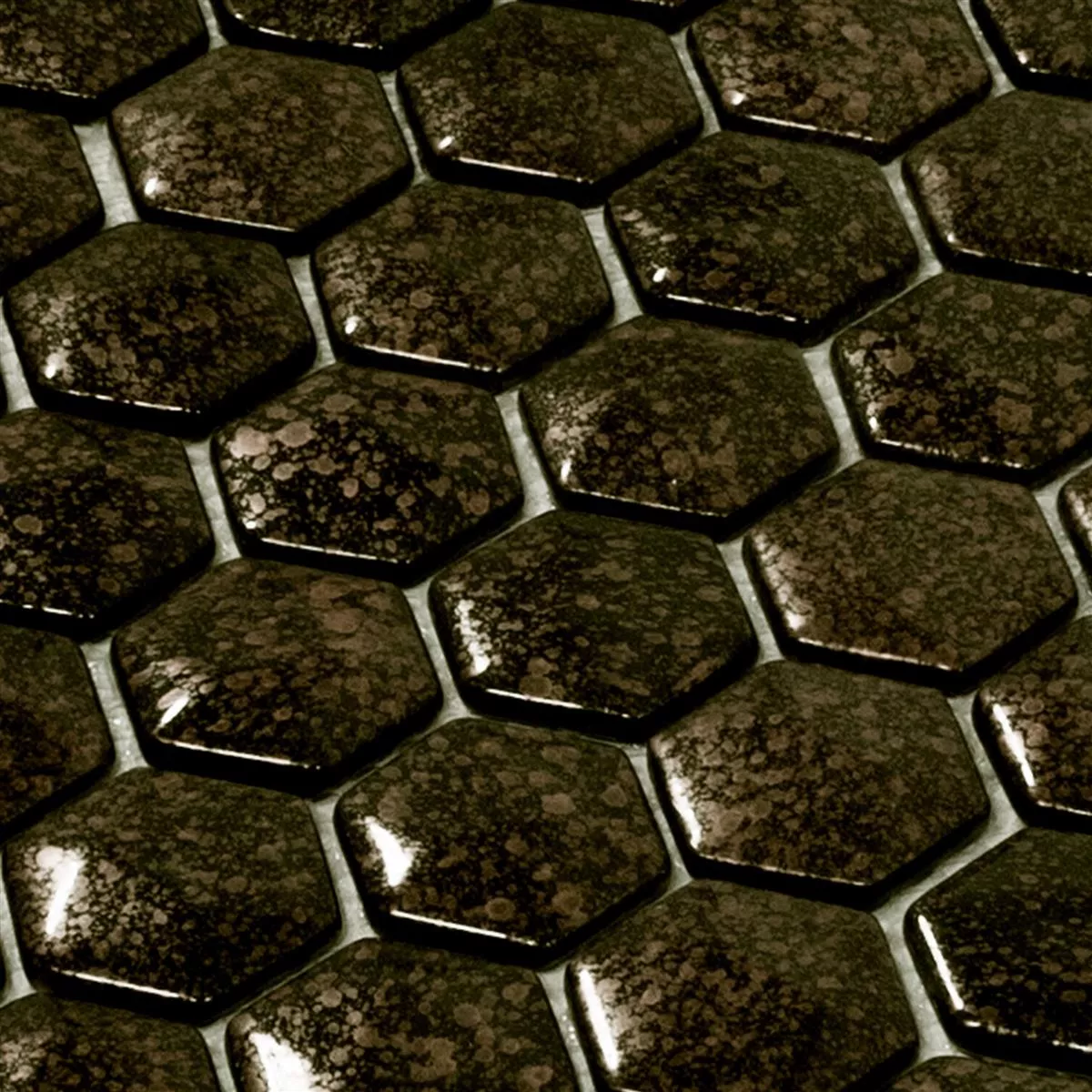 Mozaic De Sticlă Gresie Leopard Hexagon 3D Aur