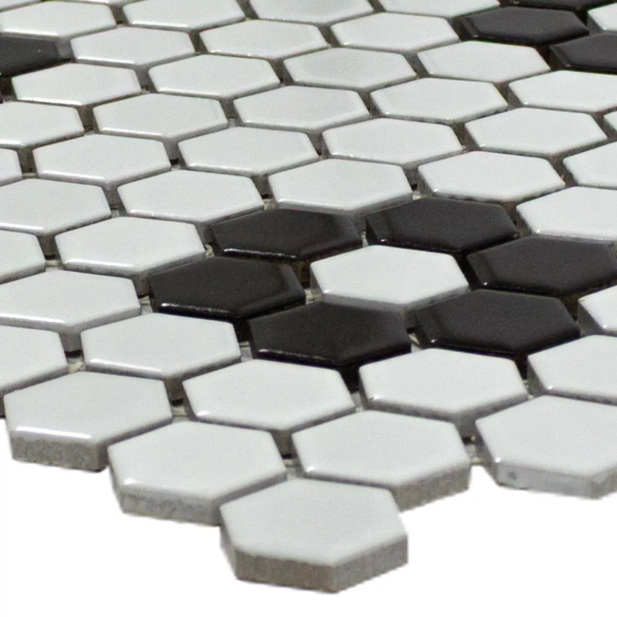 Tiglă De Mozaic Hexagon Osaka Negru Alb