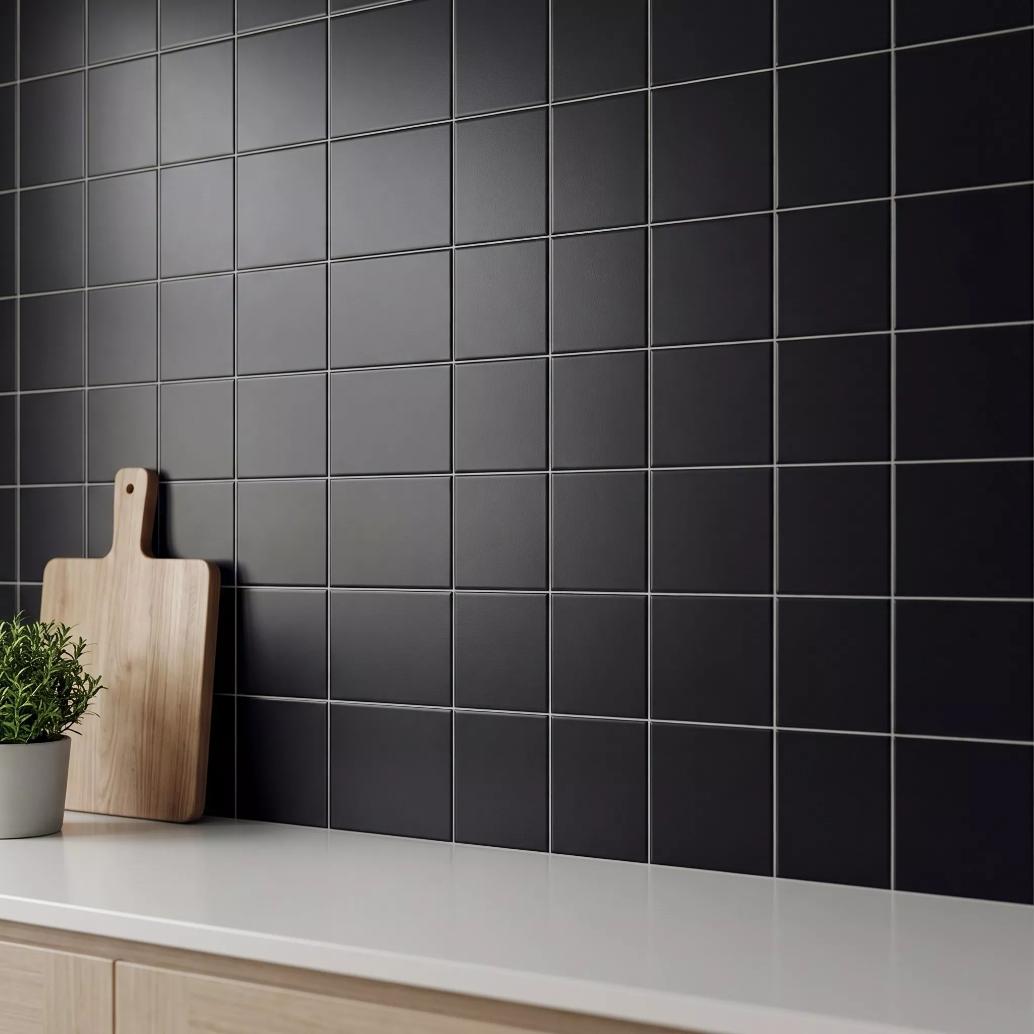 Tigla de metrou Negru Înghețată 15x15 cm Fără Fațetă Miona Negro