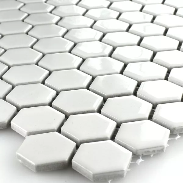 Model din Plăci De Mozaic Ceramică Hexagon Alb Strălucitor H23