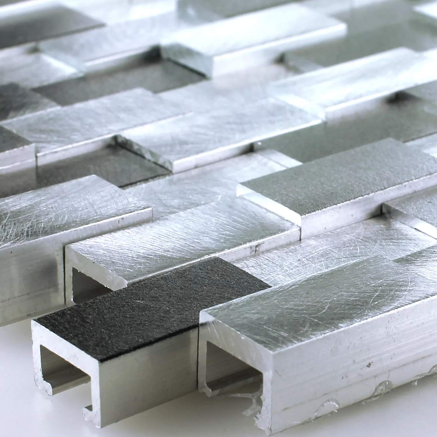 Plăci De Mozaic Aluminiu Metal Langley 3D Negru Gri