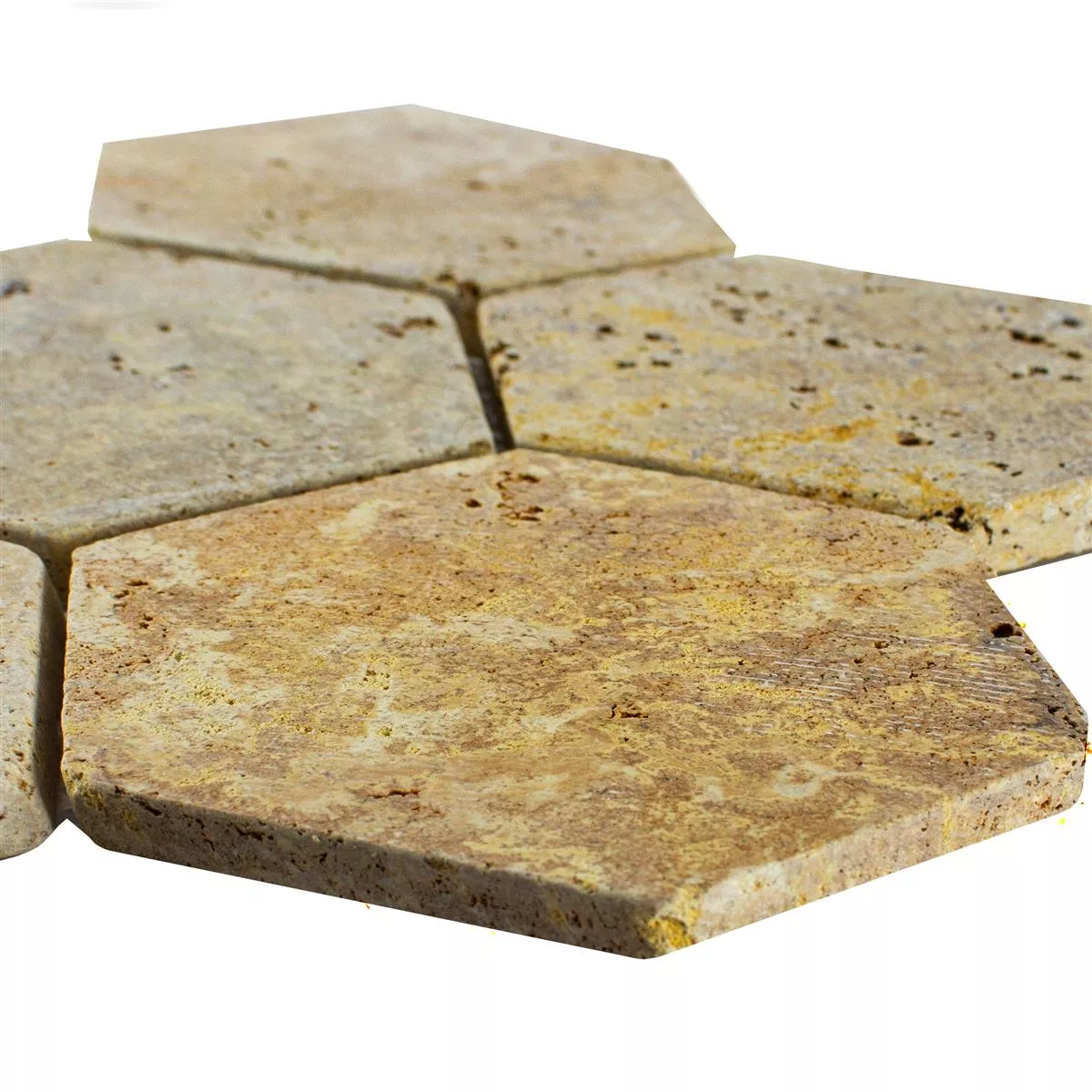 Travertin Piatră Naturală Plăci De Mozaic Mercado Hexagon Aur Travertin Piatră Naturală Plăci De Mozaic Mercado Hexagon Aur