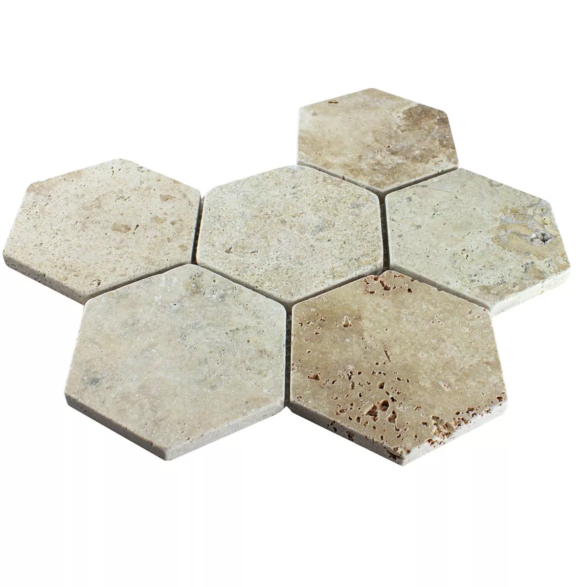 Travertin Piatră Naturală Plăci De Mozaic Mercado Hexagon Bej