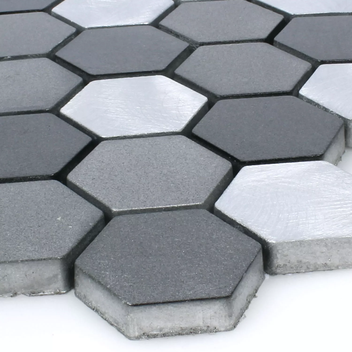 Plăci De Mozaic Aluminiu Apache Hexagon Negru Argint