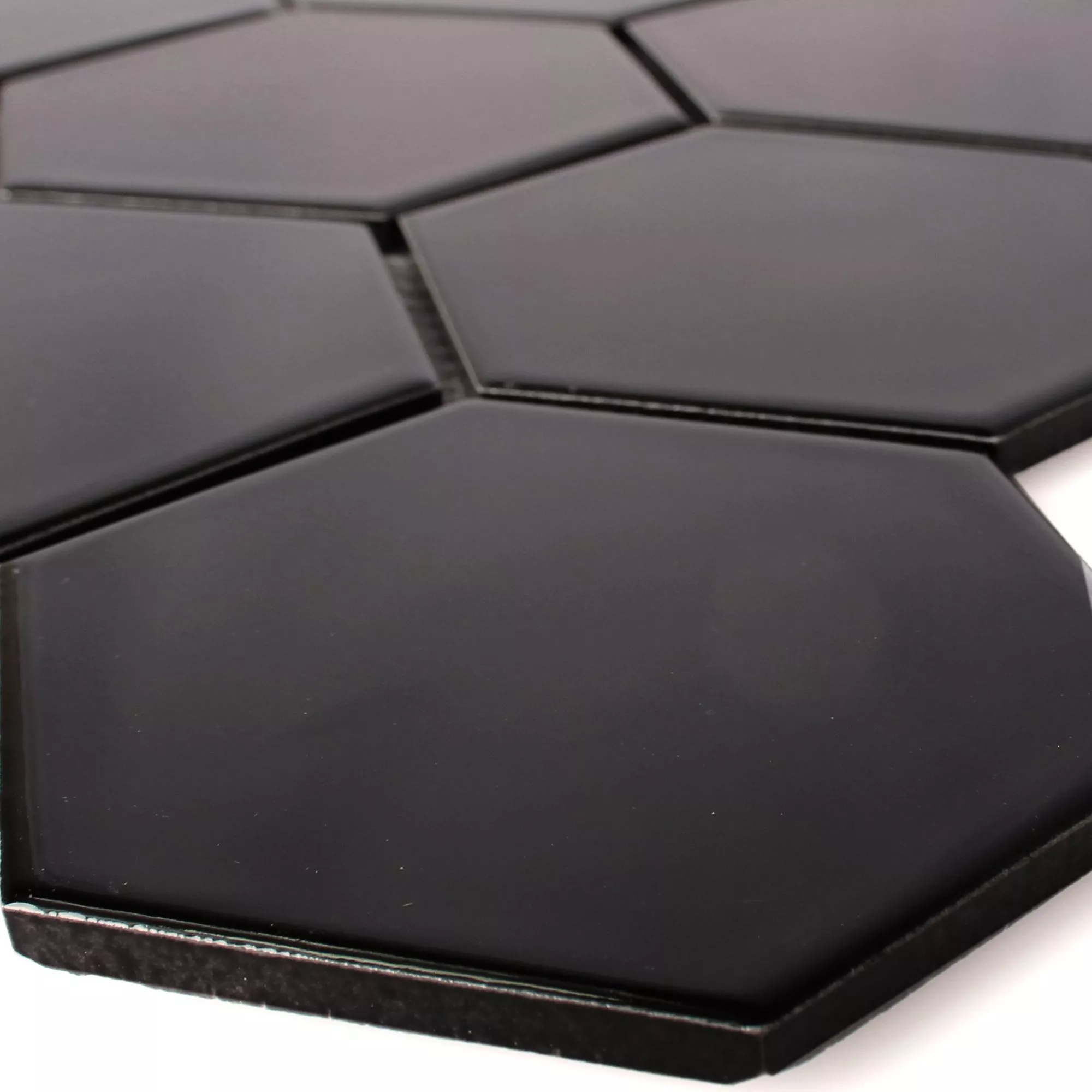 Model din Ceramică Plăci De Mozaic Hexagon Salamanca Negru Înghețată H95