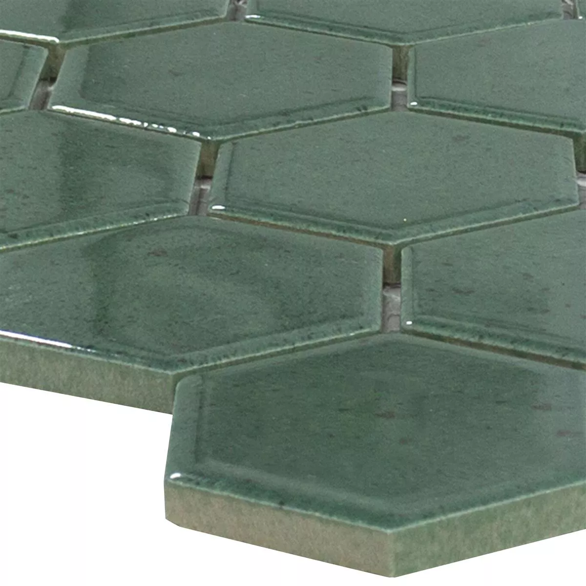 Ceramică Plăci De Mozaic Eldertown Hexagon Verde Inchis