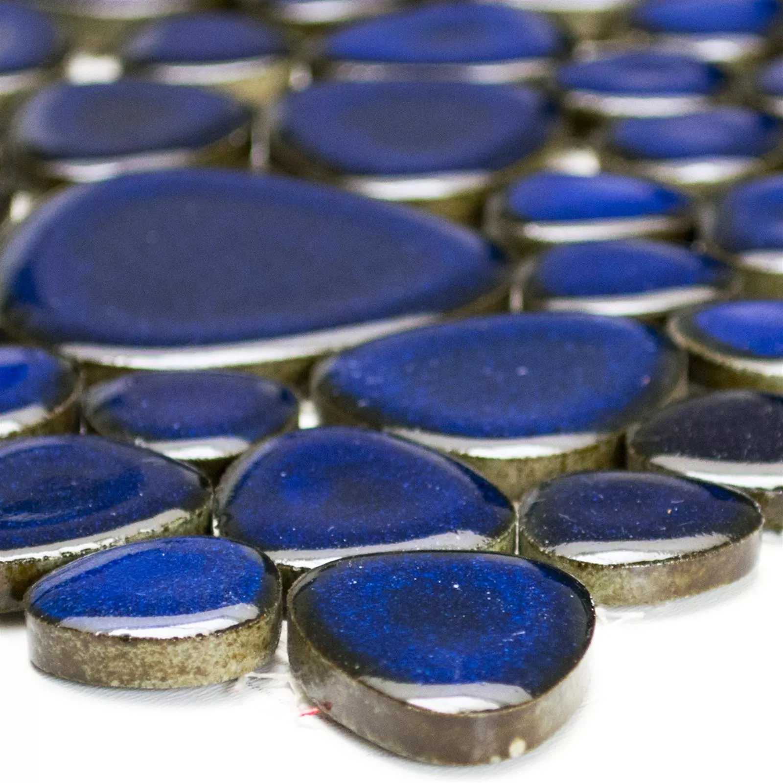 Ceramică Plăci De Mozaic Pietricele Optica Albastru Inchis