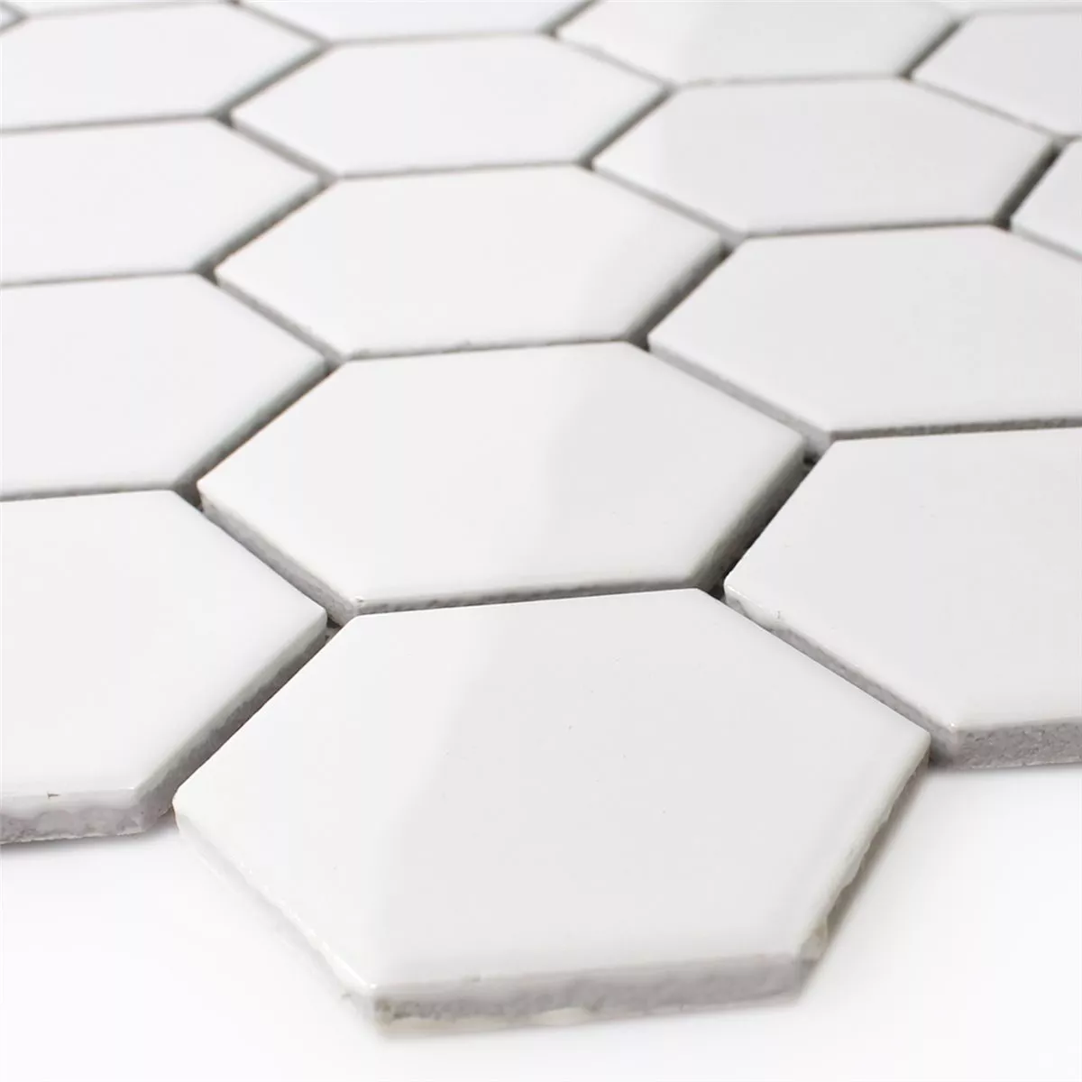 Model din Plăci De Mozaic Ceramică Hexagon Alb Strălucitor H51