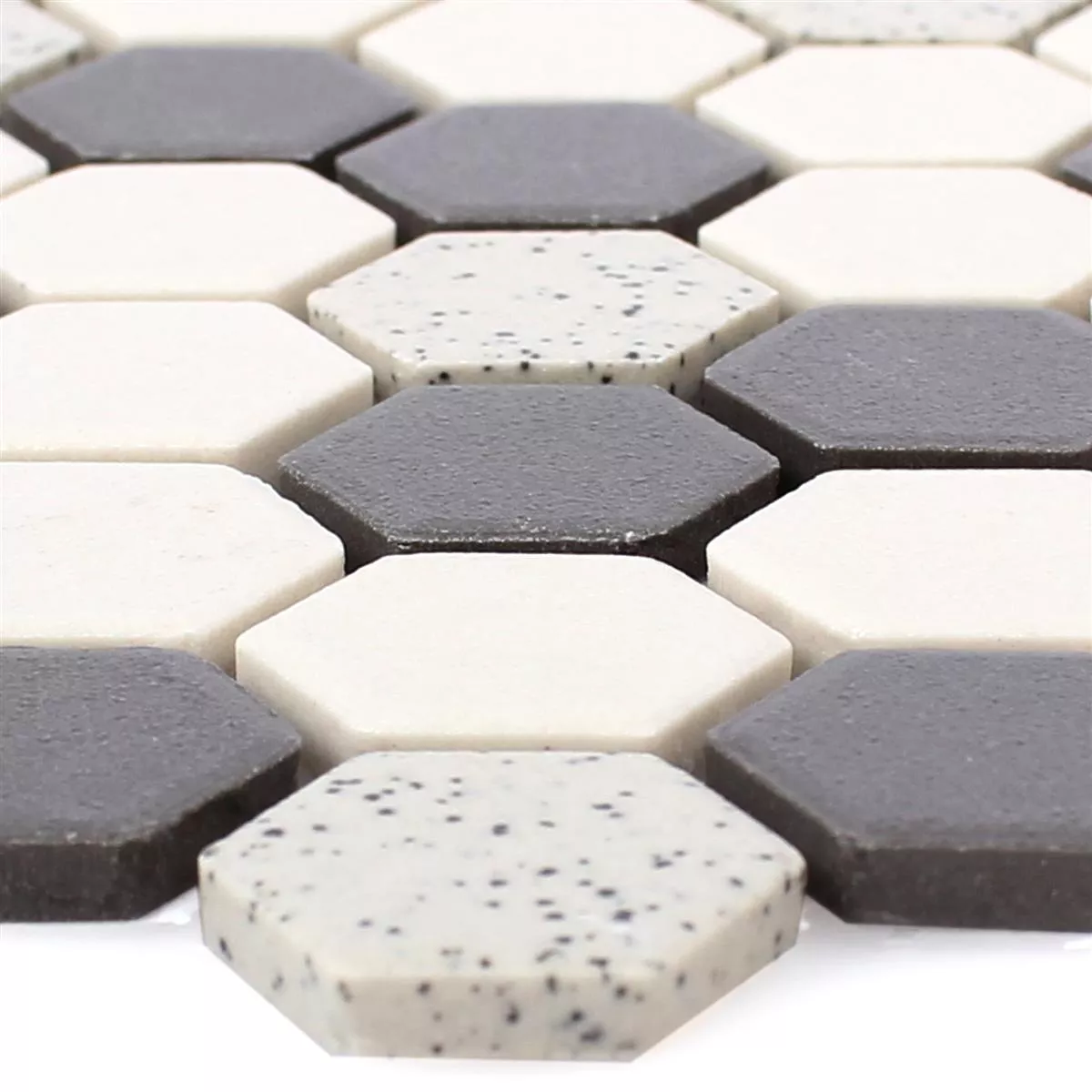 Model din Ceramică Plăci De Mozaic Monforte Hexagon Negru Gri