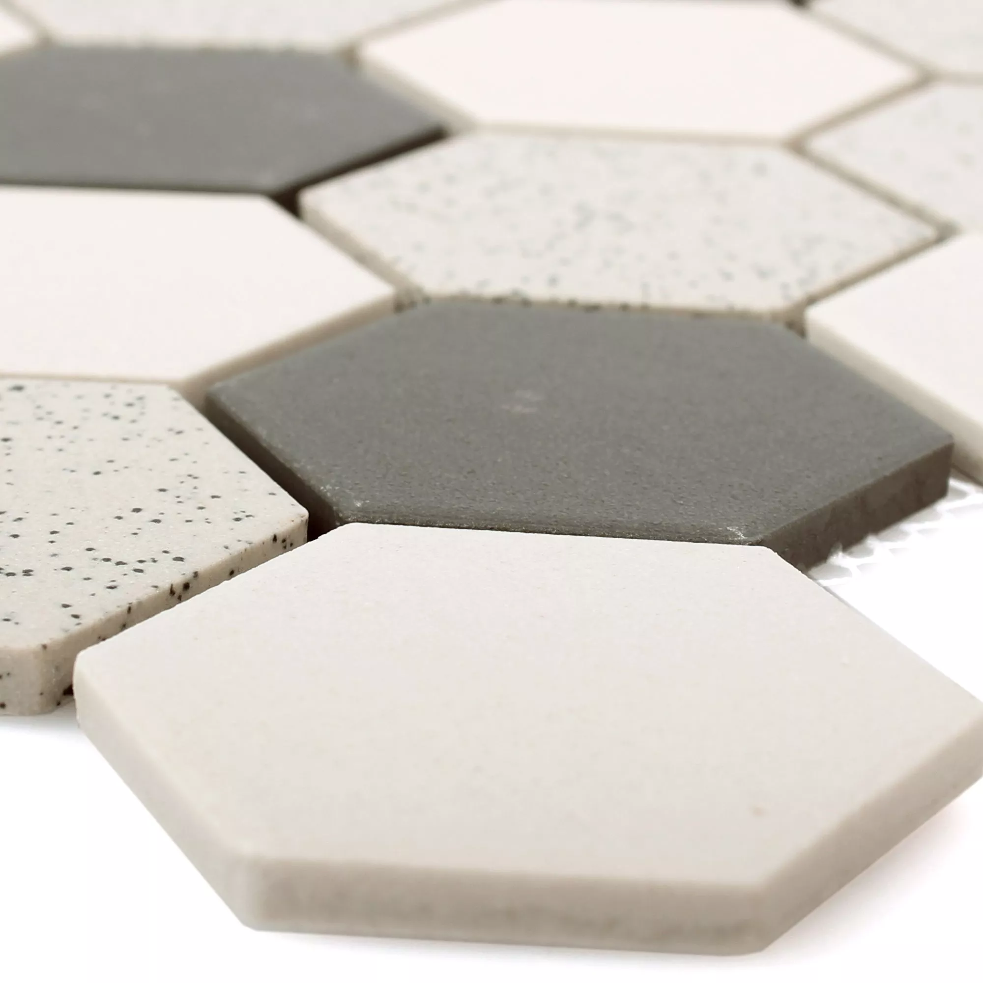 Model din Ceramică Plăci De Mozaic Monforte Hexagon Negru Gri 