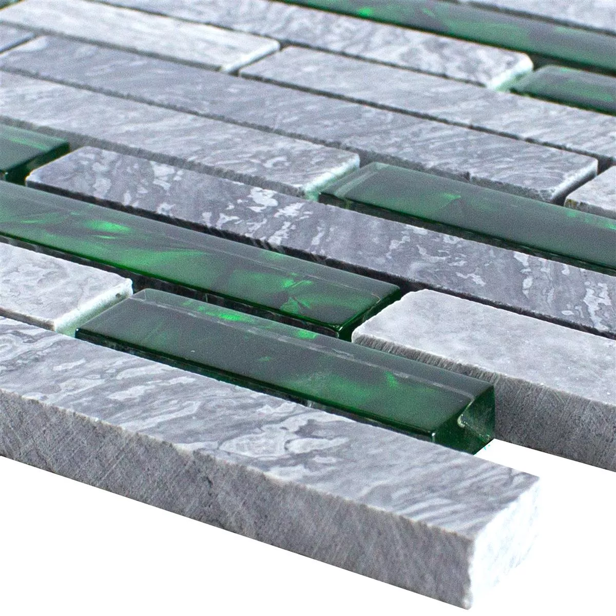 Mozaic Din Piatra Naturala Din Sticla Gresie Sinop Gri Verde Brick