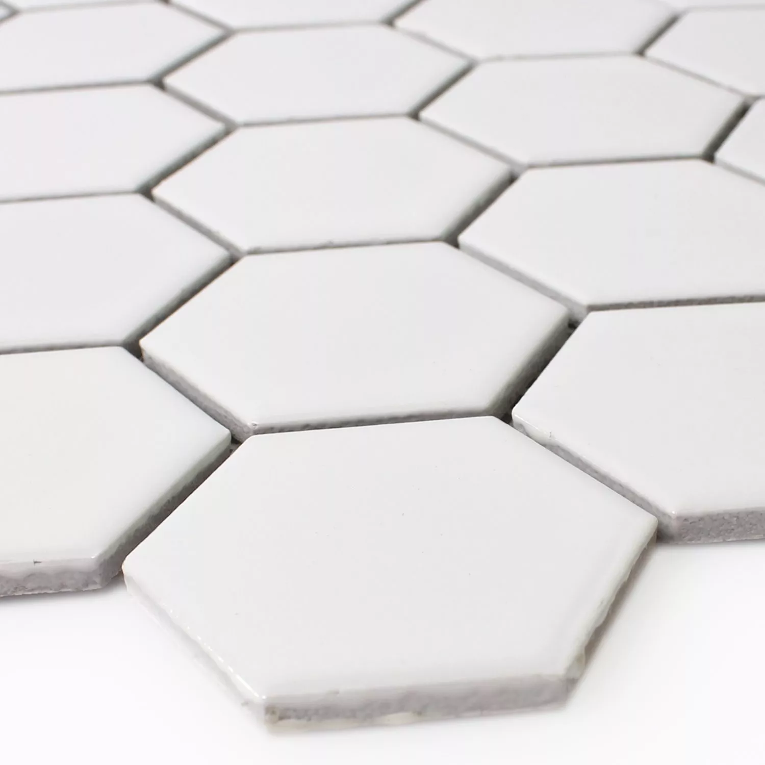 Model din Plăci De Mozaic Ceramică Hexagon Alb Înghețată H51