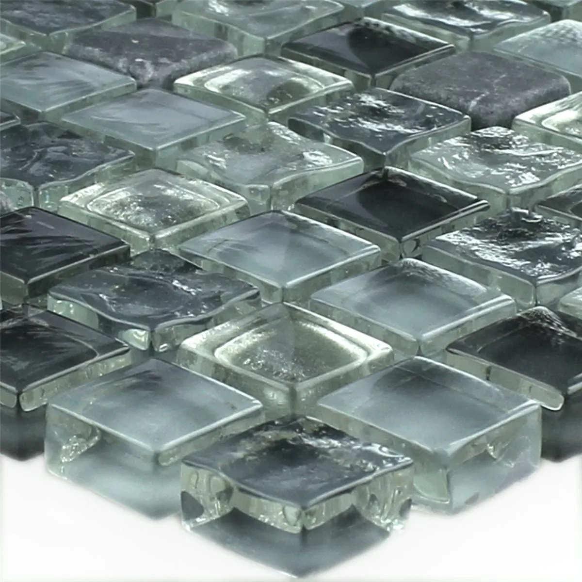 Plăci De Mozaic Marmură Sticlă Gri Mix 15x15x8mm