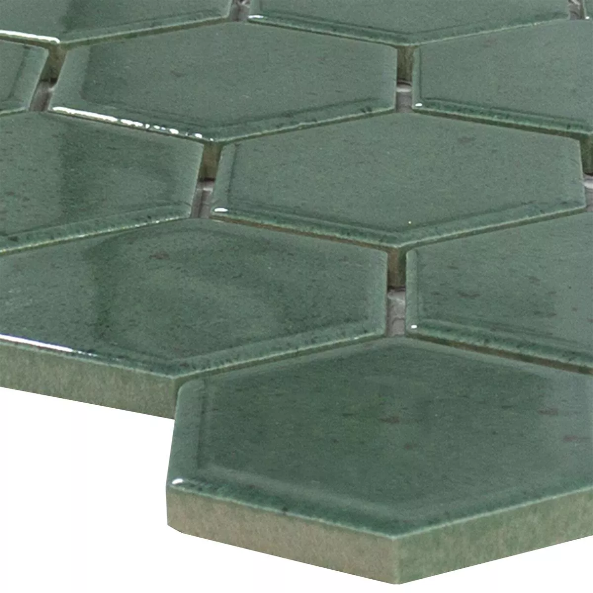 Model Ceramică Plăci De Mozaic Eldertown Hexagon Verde Inchis