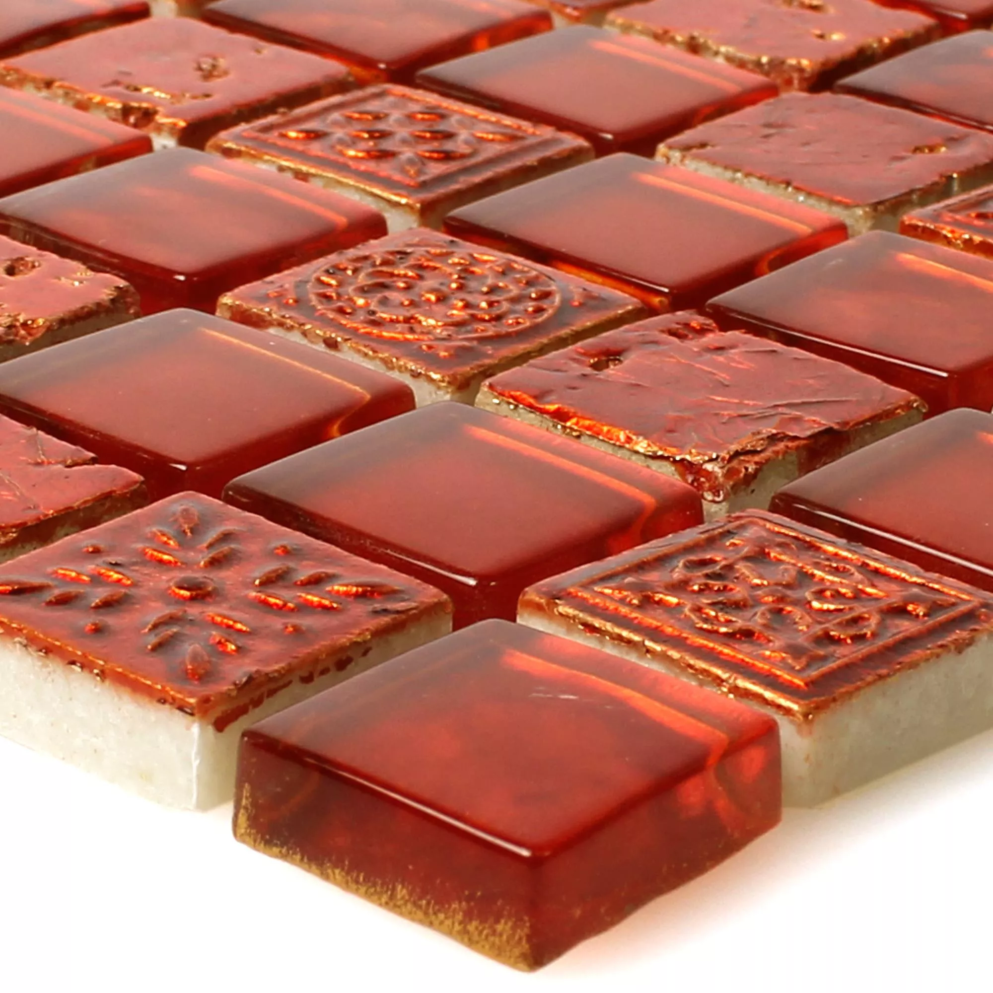 Plăci De Mozaic Georgia Sticlă Piatră Naturală Mix Roșu Plăci De Mozaic Georgia Sticlă Piatră Naturală Mix Roșu