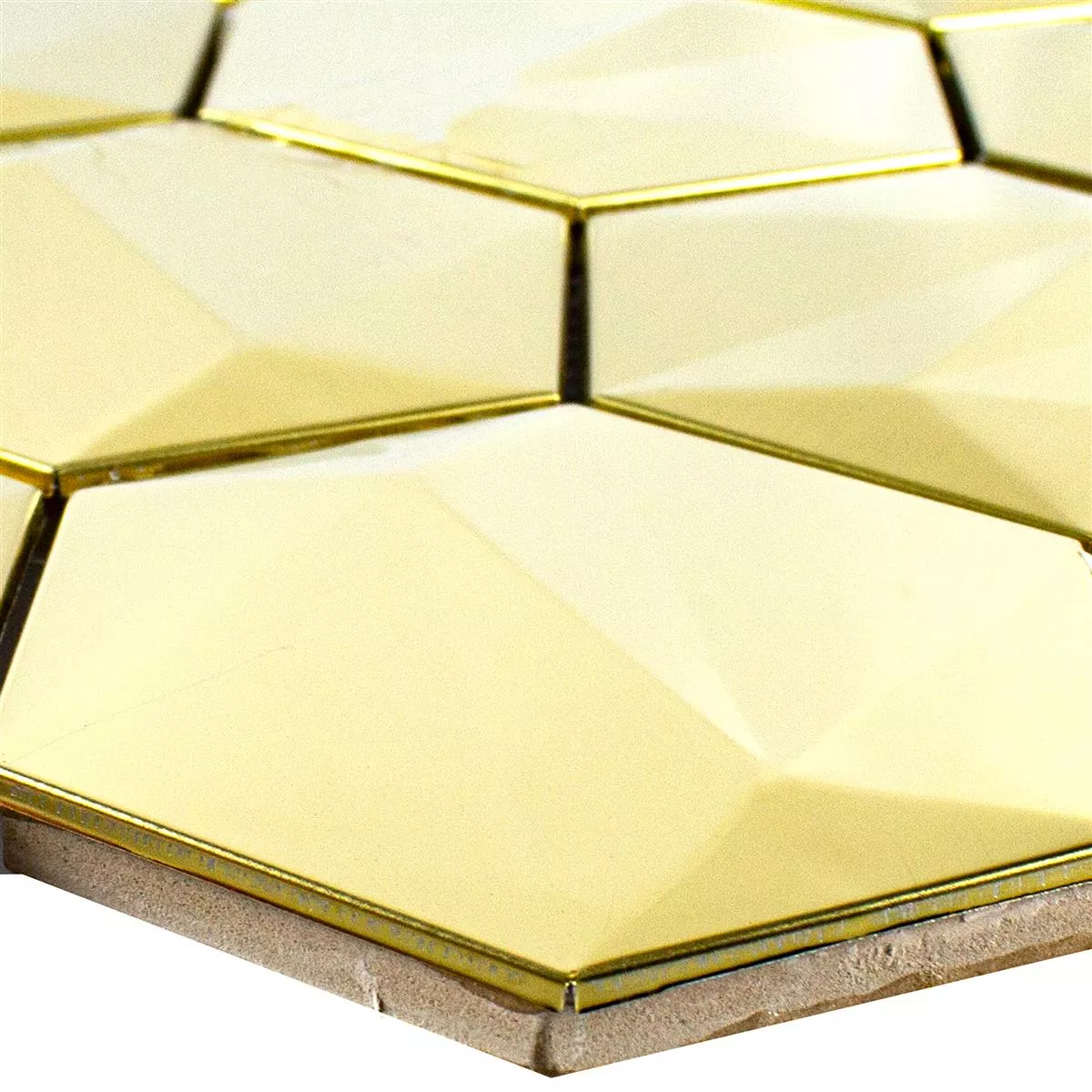 Oțel Inoxidabil Plăci De Mozaic Durango Hexagon 3D Aur Oțel Inoxidabil Plăci De Mozaic Durango Hexagon 3D Aur