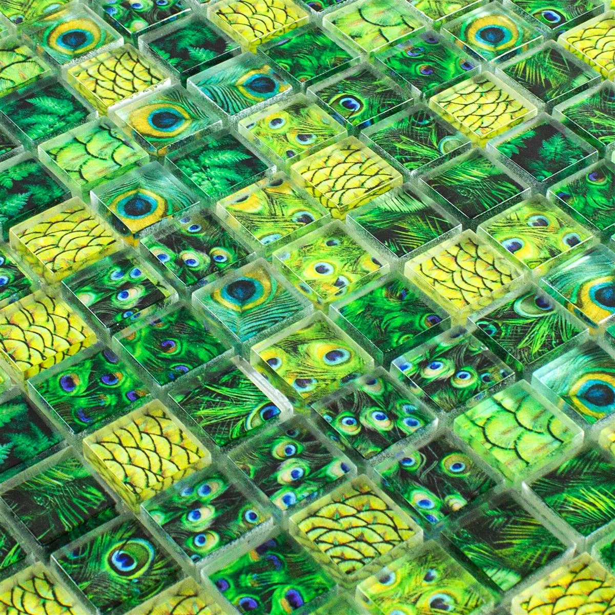 Mozaic De Sticlă Gresie Peafowl Verde 23