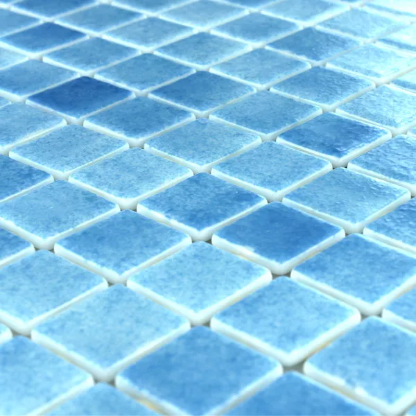 Sticlă Piscina Mozaic 25x25x4mm Albastru Deschis Mix