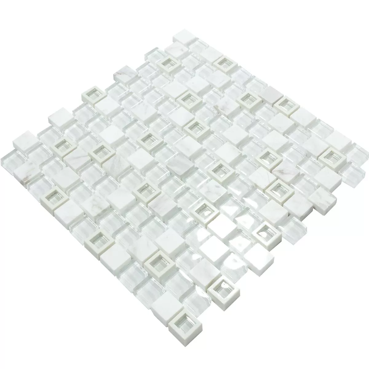 Sticlă Plastic Mozaic Din Piatra Naturala Lunaquell Alb
