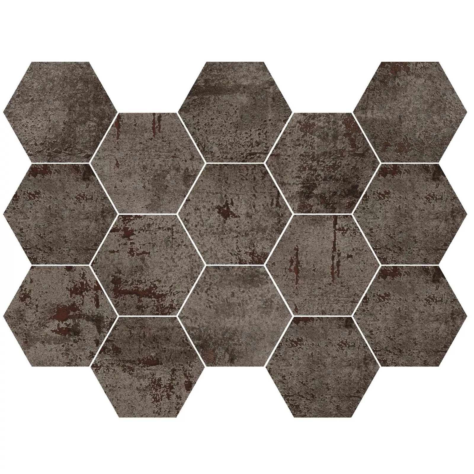 Tiglă De Mozaic Phantom Steel Hexagon Lustruit Parțial
