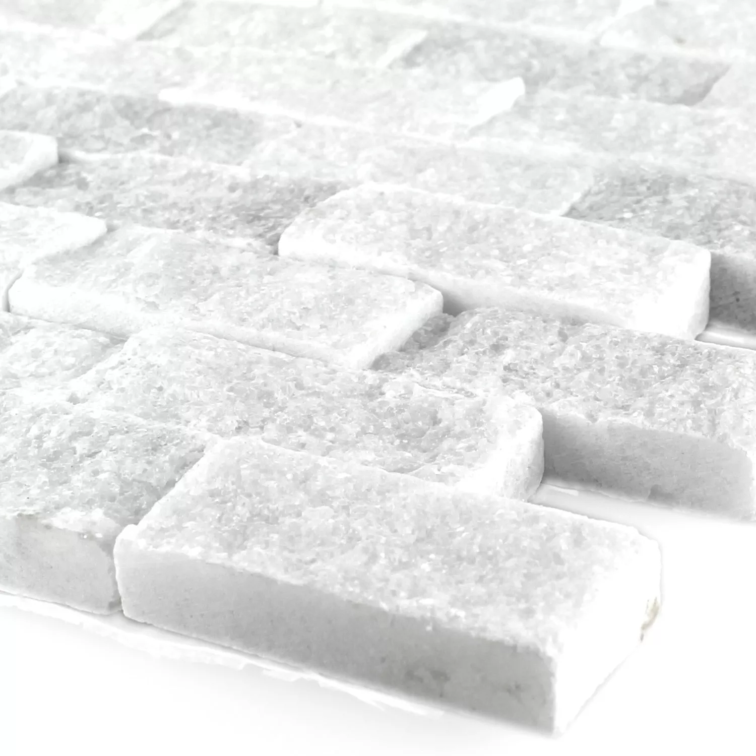 Plăci De Mozaic Piatră Naturală Marmură Treviso Brick Alb 3D