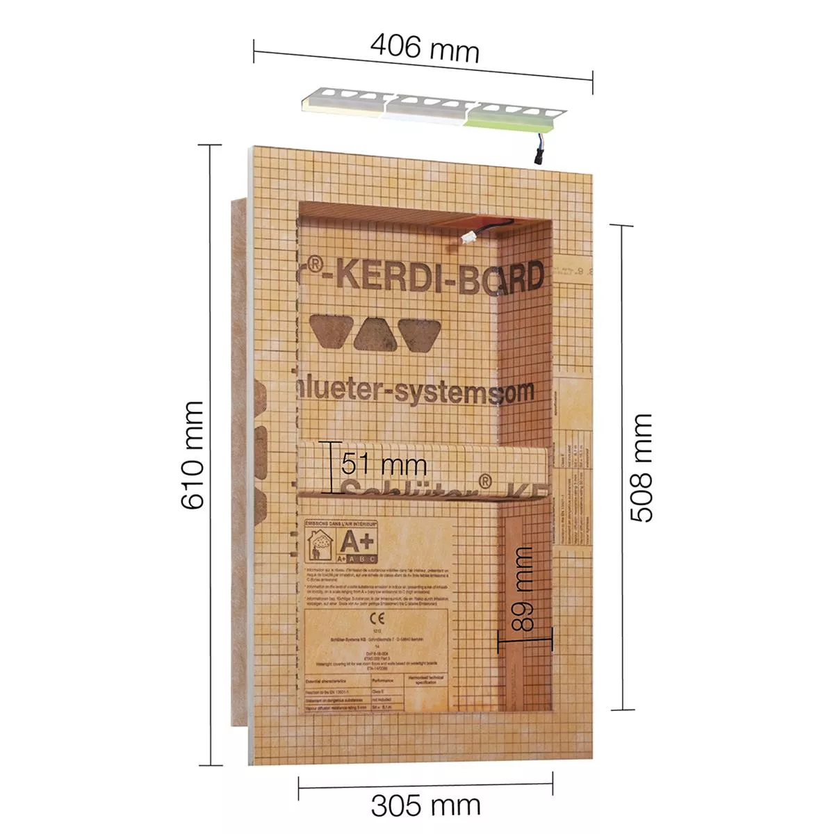 Set de nișă Schlüter Kerdi Board NLT Iluminare LED RGB 30,5x50,8x0,89 cm