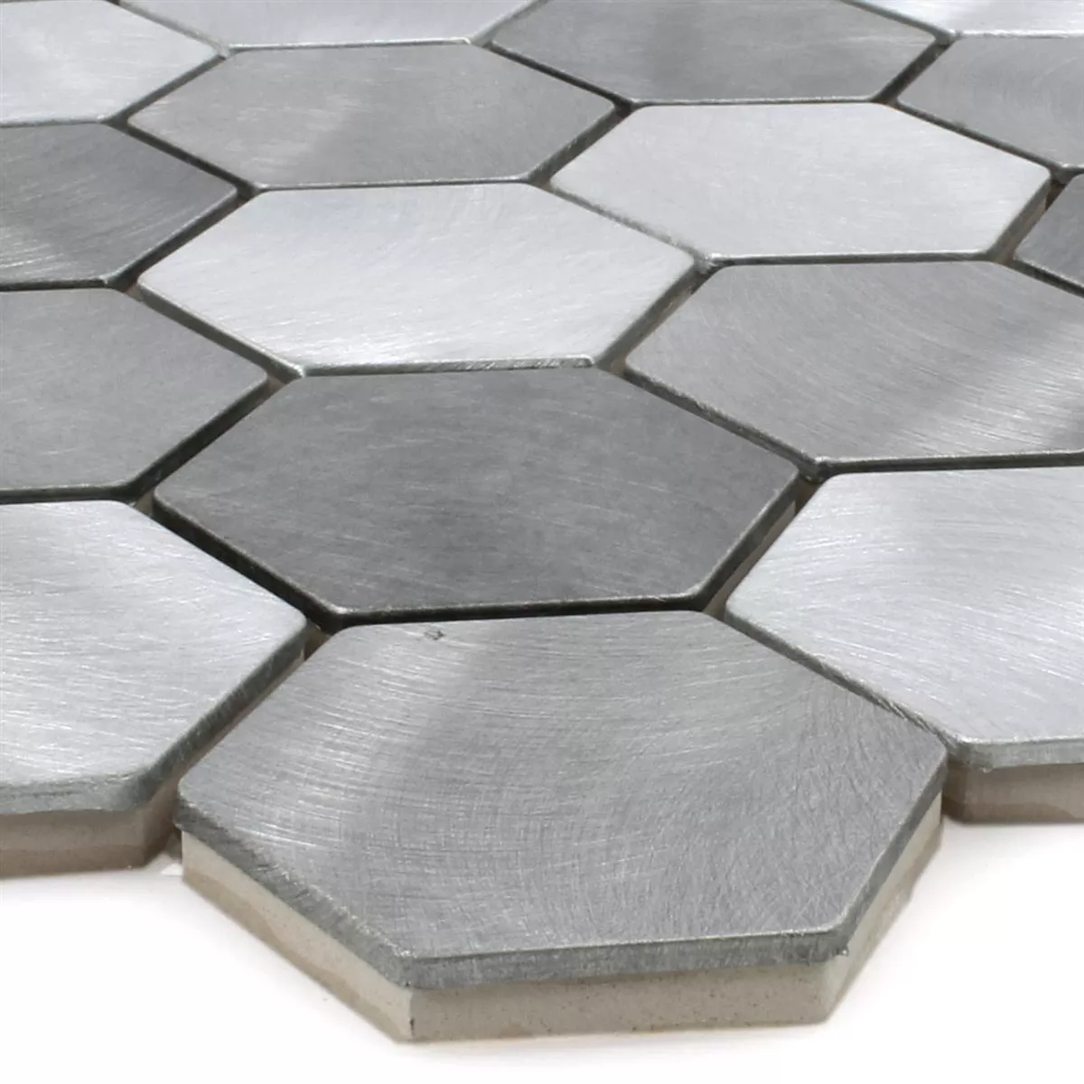 Model din Plăci De Mozaic Aluminiu Manhatten Hexagon Gri Argint