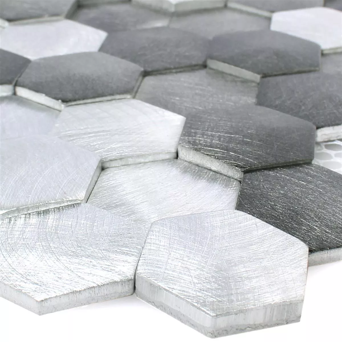 Plăci De Mozaic Sindos Hexagon 3D Negru Argint