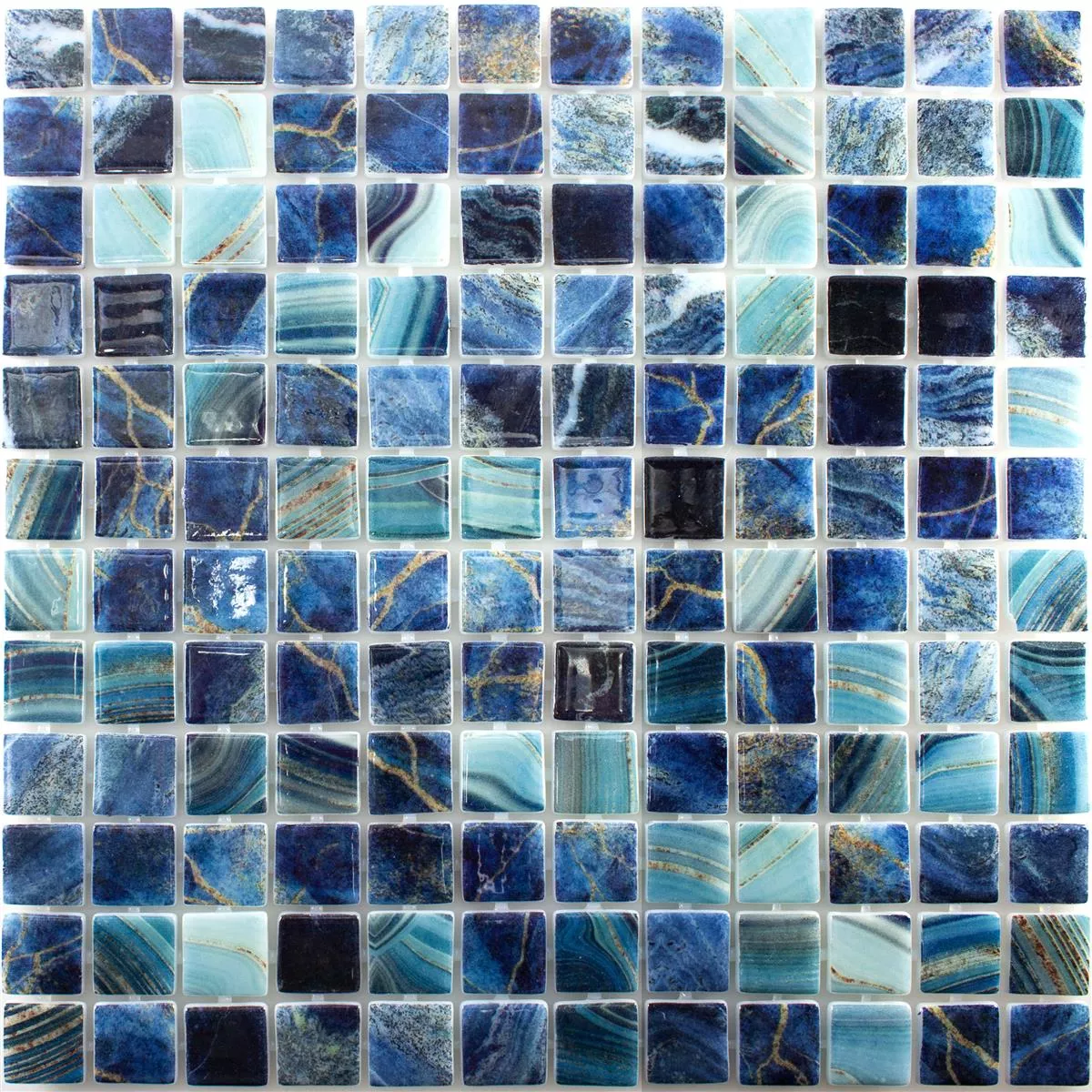 Mozaic Din Sticlă Pentru Piscină Baltic Albastru Turcoaz 25x25mm