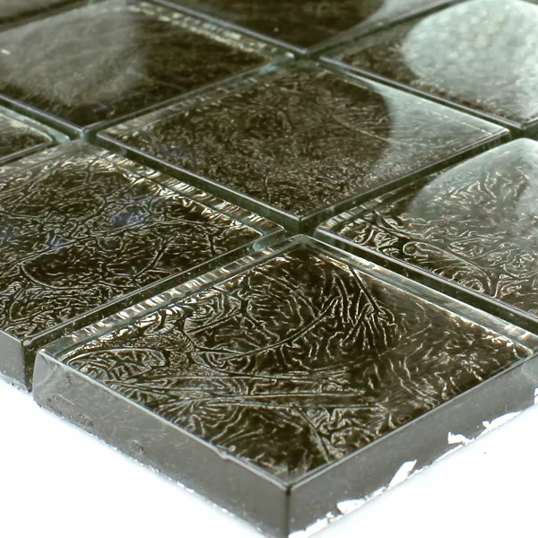 Mozaic De Sticlă 48x48x8mm Negru Aur Metal Mozaic De Sticlă 48x48x8mm Negru Aur Metal