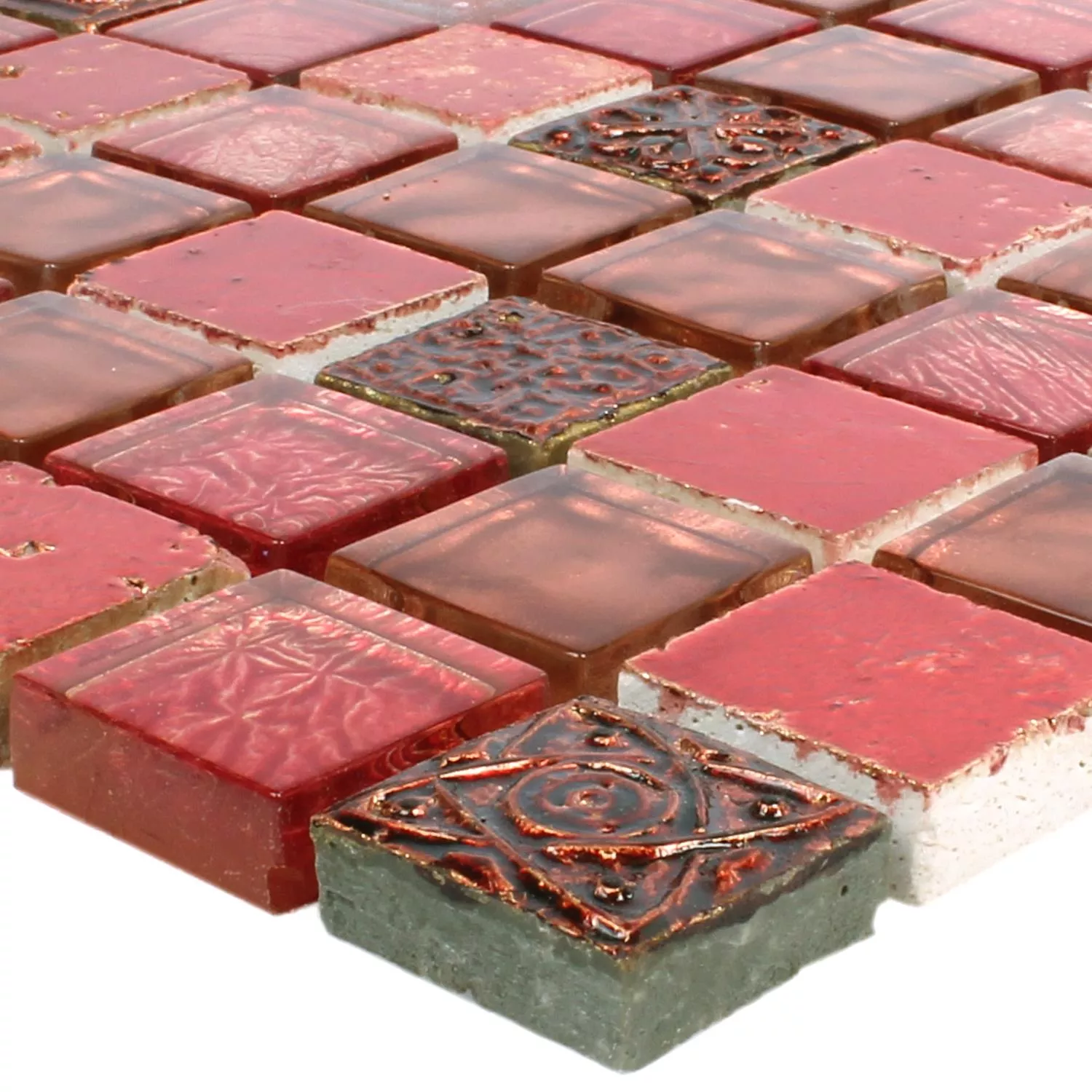 Plăci De Mozaic Sticlă Piatră Naturală Maya Red Plăci De Mozaic Sticlă Piatră Naturală Maya Red