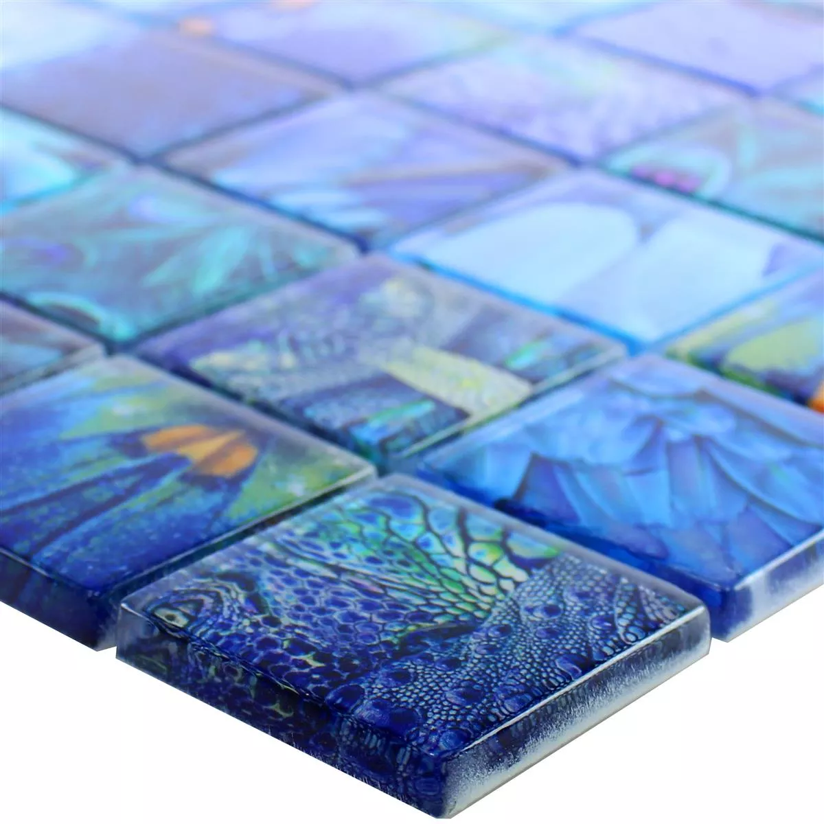Mozaic De Sticlă Gresie Peafowl Albastru