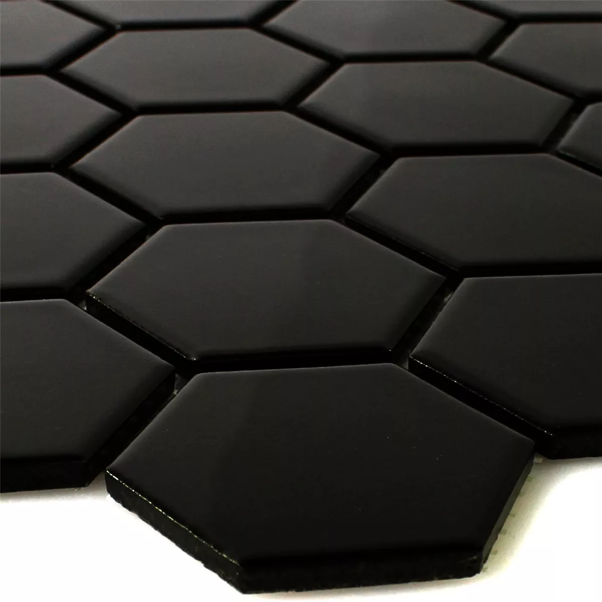 Plăci De Mozaic Ceramică Hexagon Negru Strălucitor H51