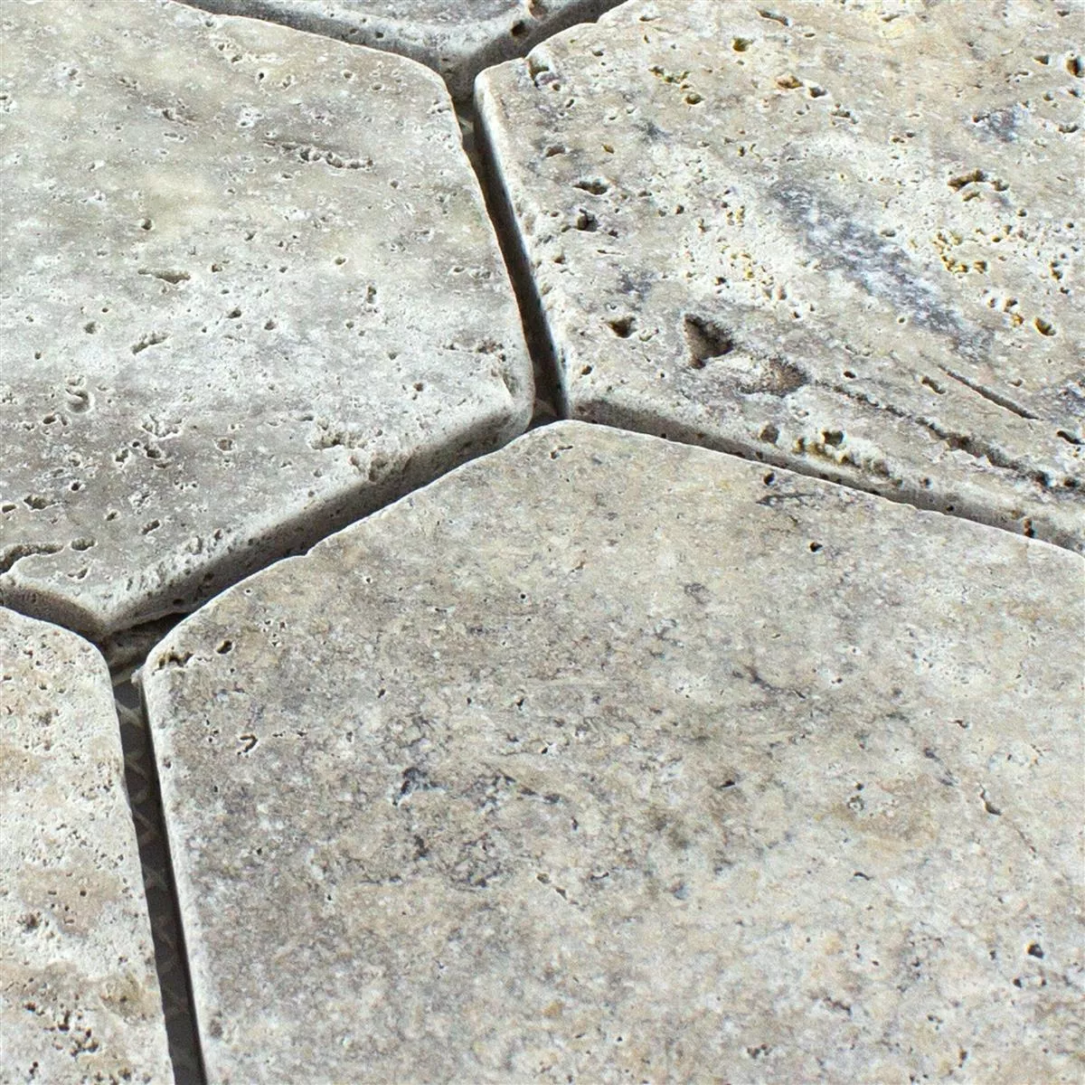 Travertin Piatră Naturală Plăci De Mozaic Mercado Hexagon Argint