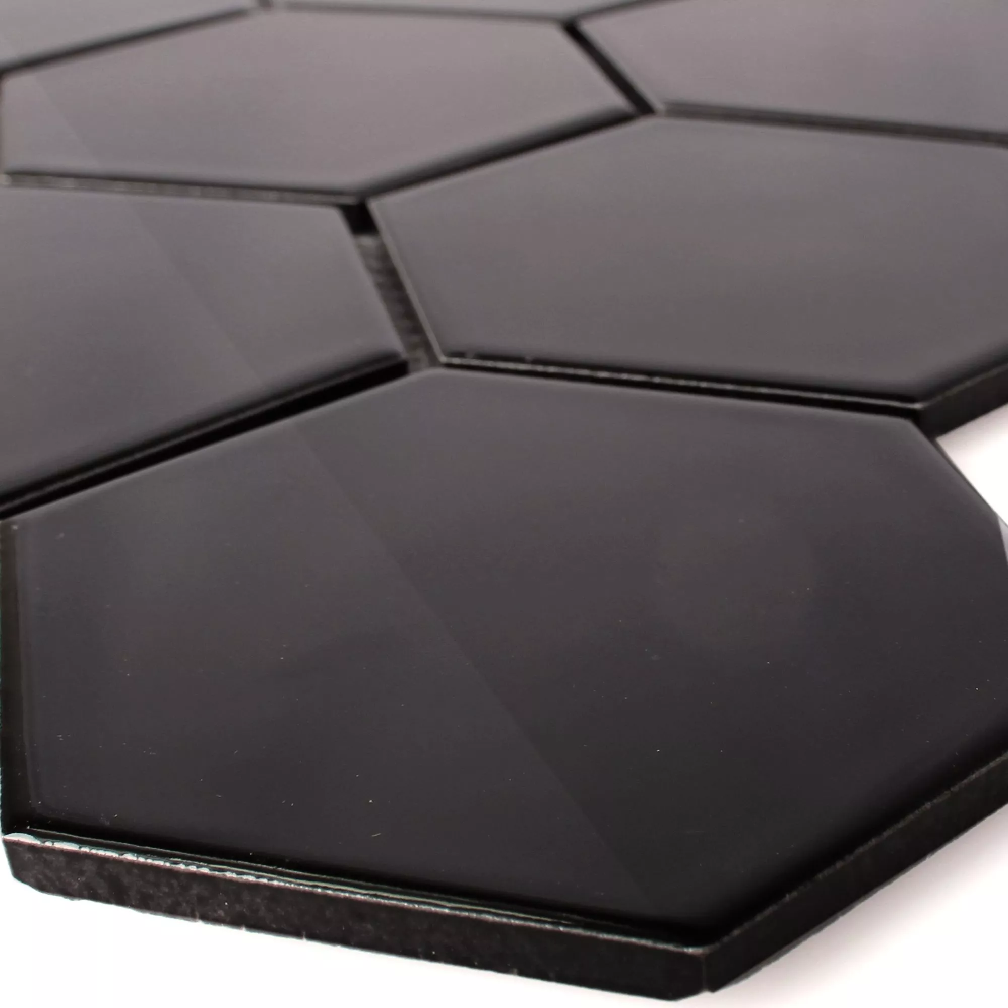 Ceramică Plăci De Mozaic Hexagon Salamanca Negru Strălucitor H95