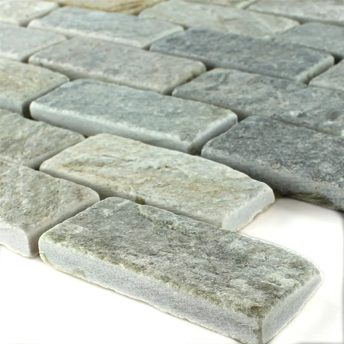 Plăci De Mozaic Cuarțit Bej Gri 29x71mm Plăci De Mozaic Cuarțit Bej Gri 29x71mm