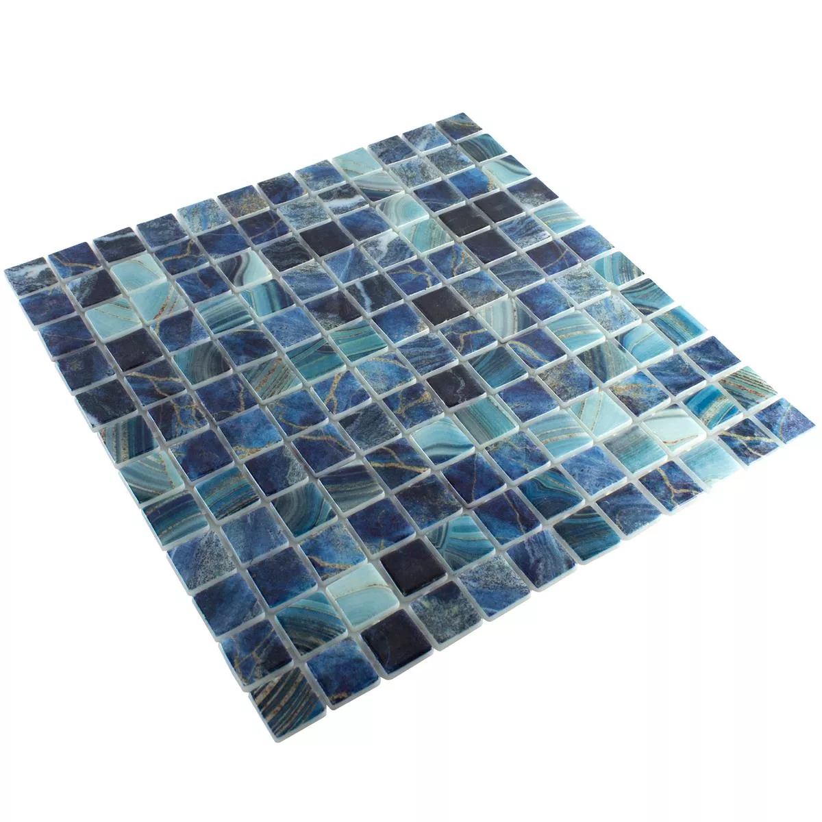 Mozaic Din Sticlă Pentru Piscină Baltic Albastru Turcoaz 25x25mm