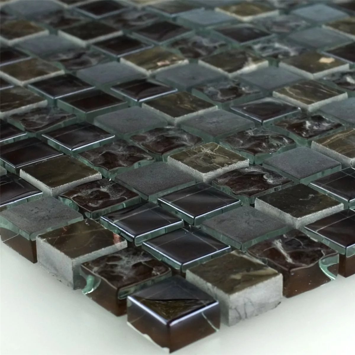 Plăci De Mozaic Sticlă Marmură Mix Sintra Maro 15x15x8mm