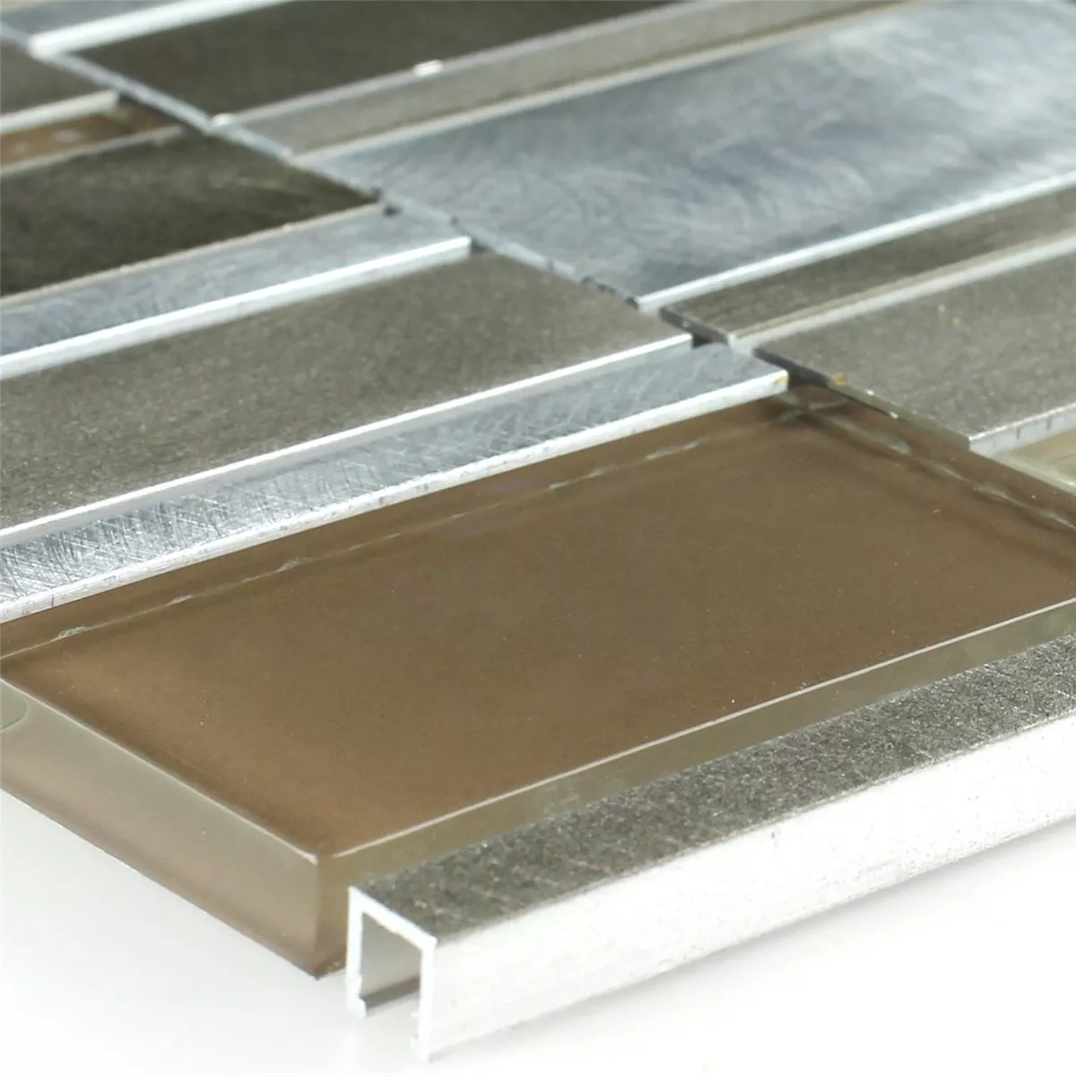 Plăci De Mozaic Aluminiu Sticlă Maro Bej