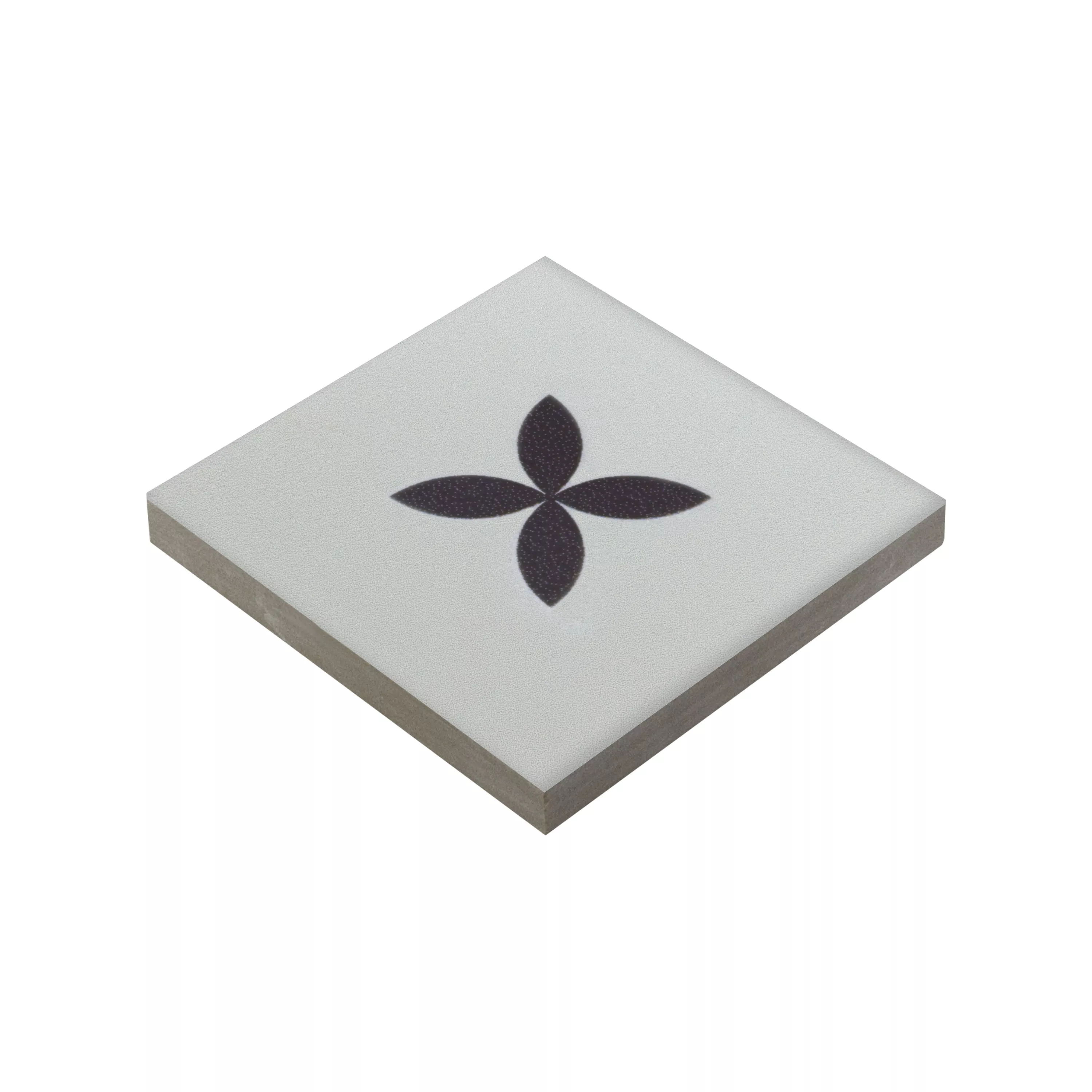 Gresie Portelanata Gresie Genexia Negru Alb Decor 4 Rosone  4,6x4,6cm Gresie Portelanata Gresie Genexia Negru Alb Decor 4 Rosone  4,6x4,6cm
