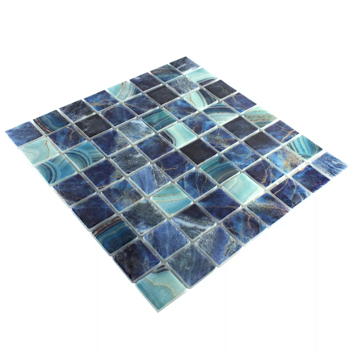 Mozaic Din Sticlă Pentru Piscină Baltic Albastru Turcoaz 38x38mm