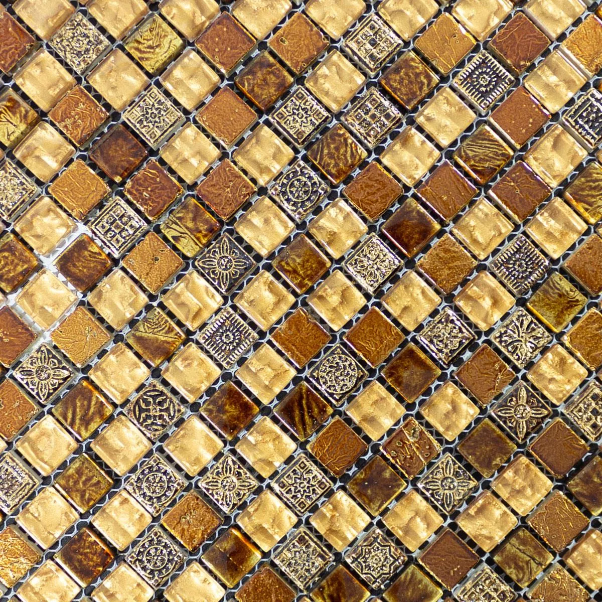 Sticlă Marmură Plăci De Mozaic Majestic Maro Aur